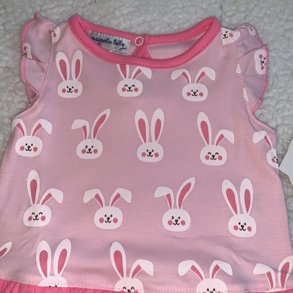 NWT Magnolia Baby Bunnies Pink Ruffle Bodysuit Onesie 3M - Picture 5 of 8